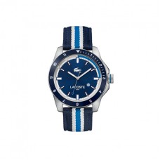 LACOSTE WATCHES - DURBAN WATCH WITH DATE AND BLUE AND WHITE TEXTILE STRAP